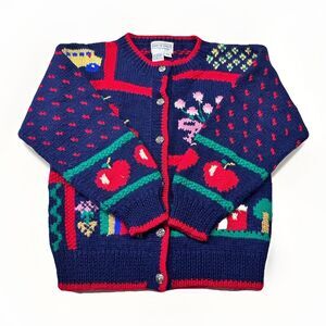 Vintage Kids Wool Cardigan by Shirley Lee | One of a Kind Folk Knit